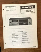 Sanyo RD 220 Tape Cassette Deck Service Manual *Original*