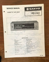 Sanyo RD 240 Tape Cassette Deck Service Manual *Original*