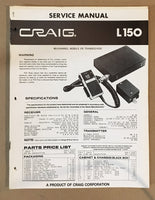Craig Model L150 CB Transceiver Service Manual *Original*