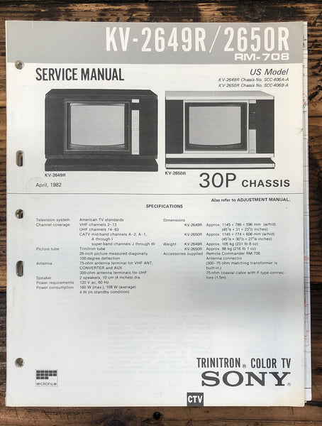 Sony KV-2649R KV-2650R TV  Service Manual *Original*