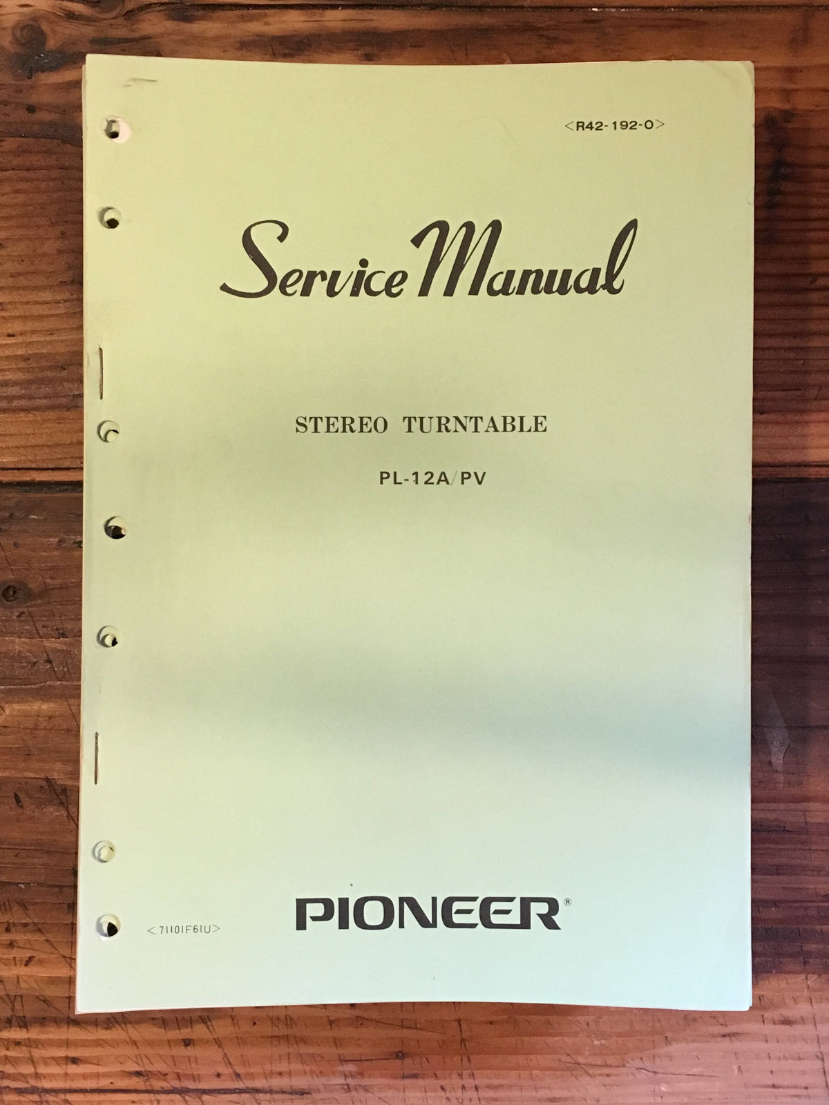 Pioneer PL-12A Record Player / Turntable Service Manual *Original*