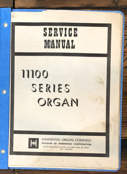 Hammond Organ Model 1100 Series Organ Service Manual *Original*