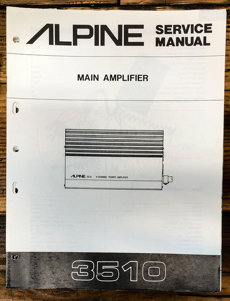 Alpine Model 3510 Power Amplifier  Service Manual *Original*