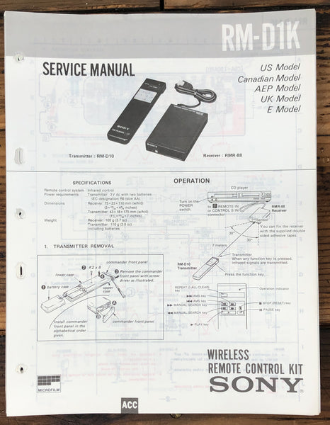 Sony RM-D1K Remote Control  Service Manual *Original*