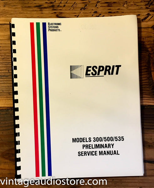 ESP Espirit Model 300 500 535 Projector Service Manual *Original*