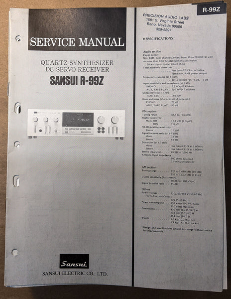 Sansui R-99Z Receiver Service Manual *Original*