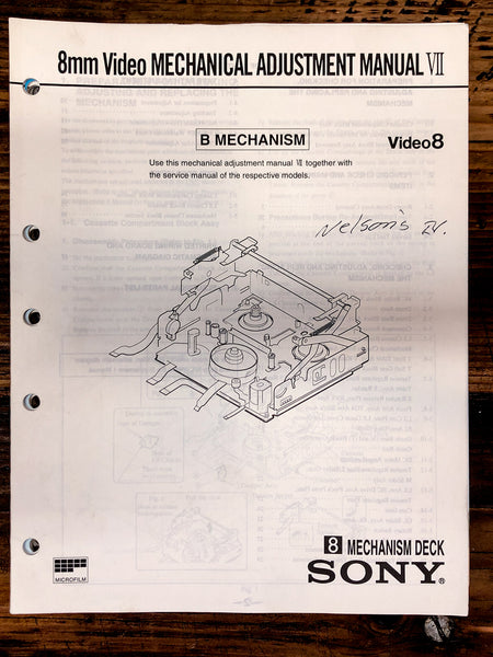 Sony 8MM Video Adjustment Manual VII B Mechanism Video 8   *Original*