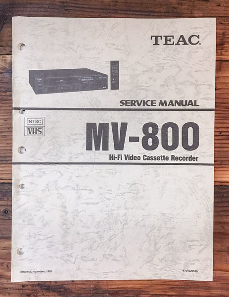 Teac MV-800 VCR / Video Cassette  Service Manual *Original*