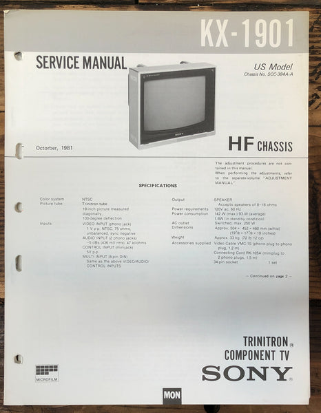 Sony KX-1901 TV  Service Manual *Original*