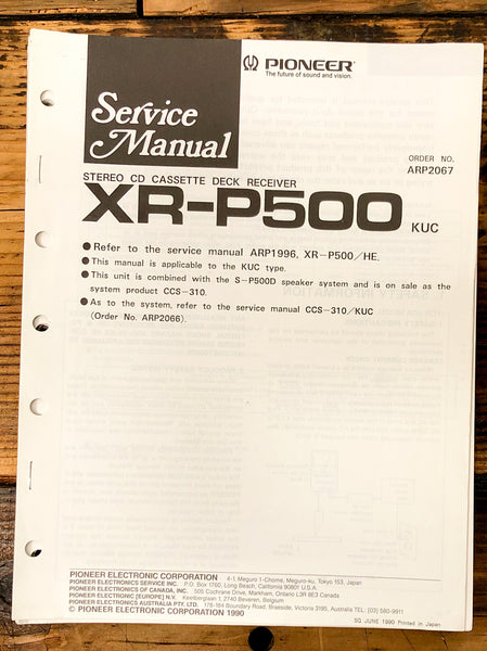 Pioneer XR-P500 Receiver Service Manual *Original* #2