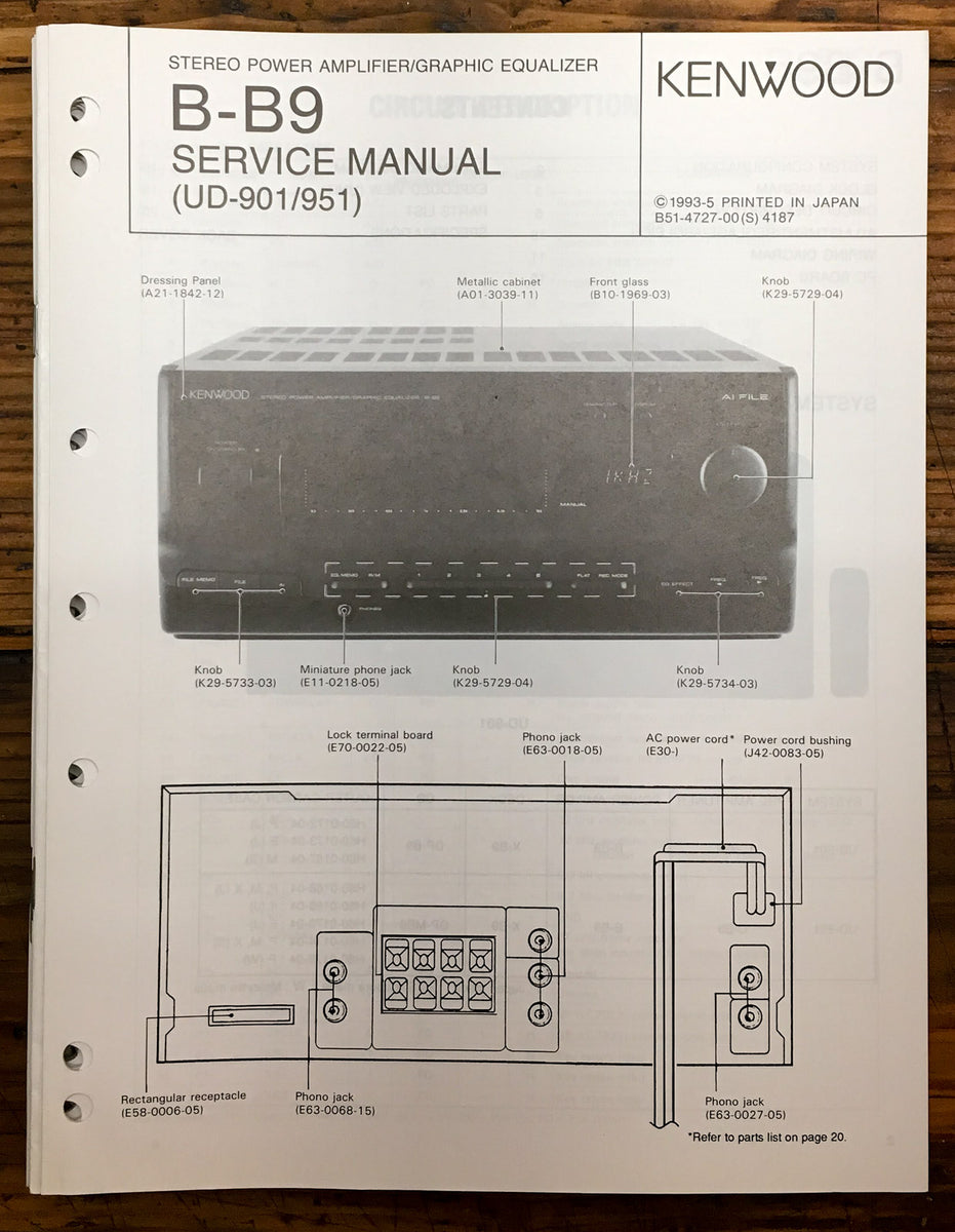 Kenwood B-B9 Stereo Service Manual *Original* – Vintage Audio Store ...