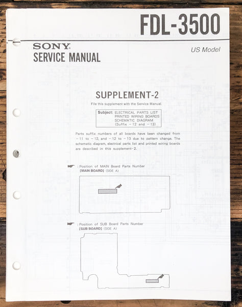 Sony FDL-3500 Watchman / TV Supp. Service Manual *Original*