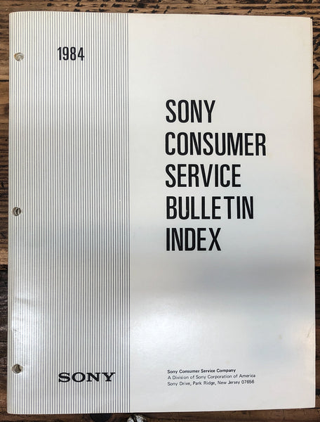 Sony 1984   Consumer Service Bulletin Index *Original*