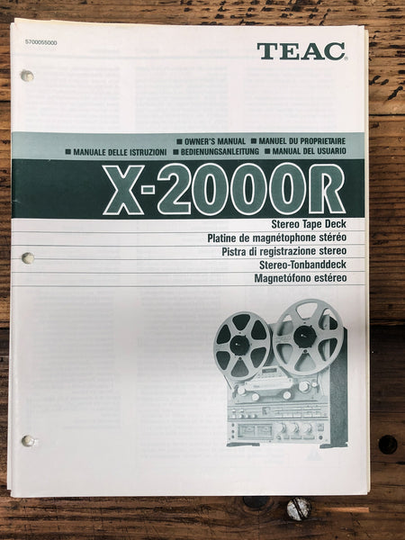 Teac X-2000R Reel to Reel  Owner / User Manual *Original*