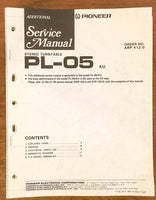 Pioneer PL-05 Turntable / Record Player  ADDITIONAL Service Manual *Original*