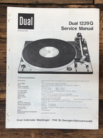 Dual Model 1229Q Record Player / Turntable  Service Manual *Original*