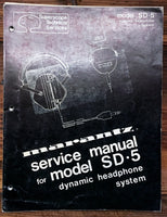 Marantz SD-5 Headphones  Service Manual *Original*