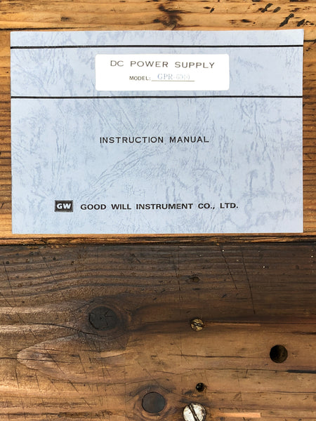 Good Will Inst. Co. GPR-6010 DC Power Supply  Owner / User Manual *Original*