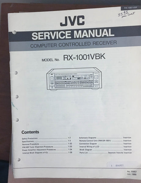 JVC RX-1001 VBK Receiver  Service Manual *Original*