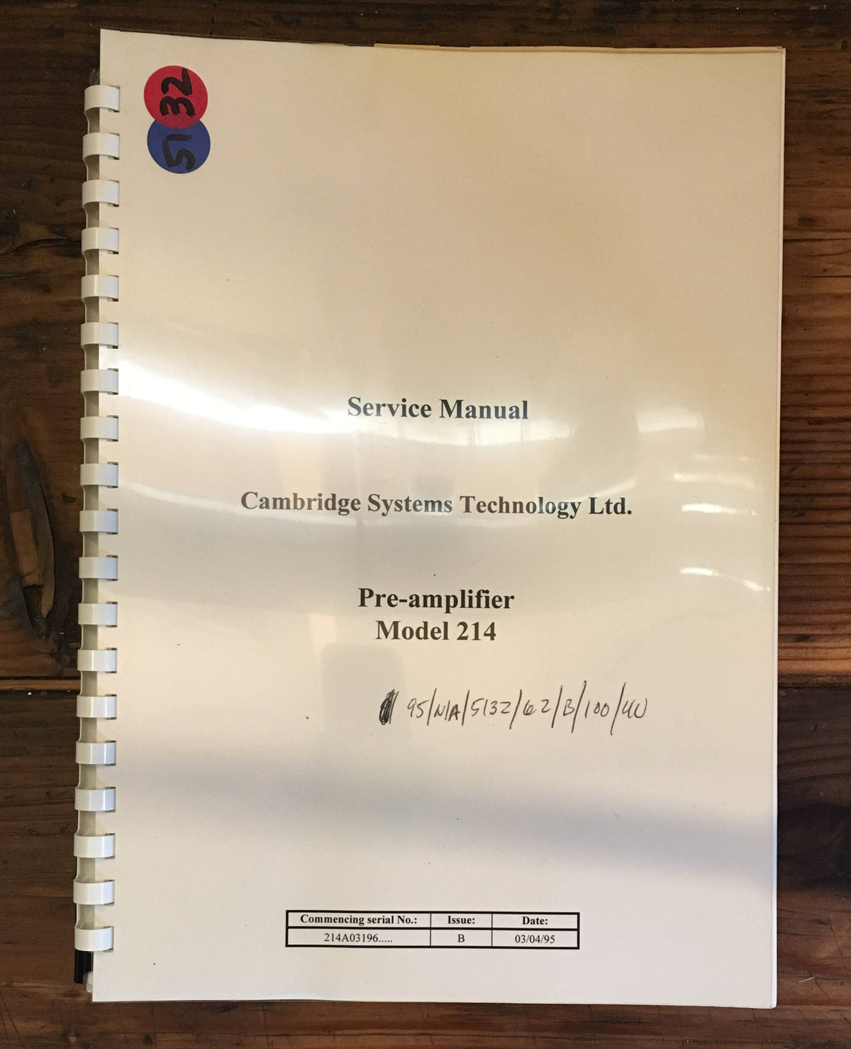 Cambridge Systems Technology CST 214 Preamplifier Service Manual *Original*