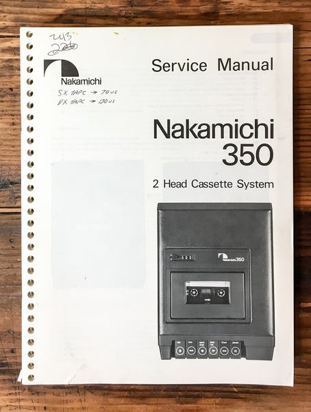 Nakamichi Model 350 Cassette Service Manual *Original* #2