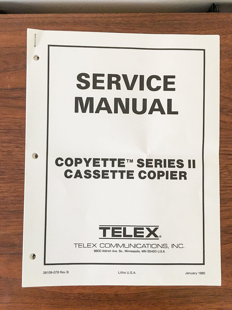 Telex Copyette Series II Cassette Duplication Service Manual *Original