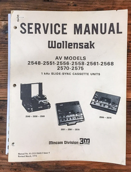 Wollensak 2548 2551 2556  2561 2568 2570 2575 Cassette  Service Manual *Orig #2