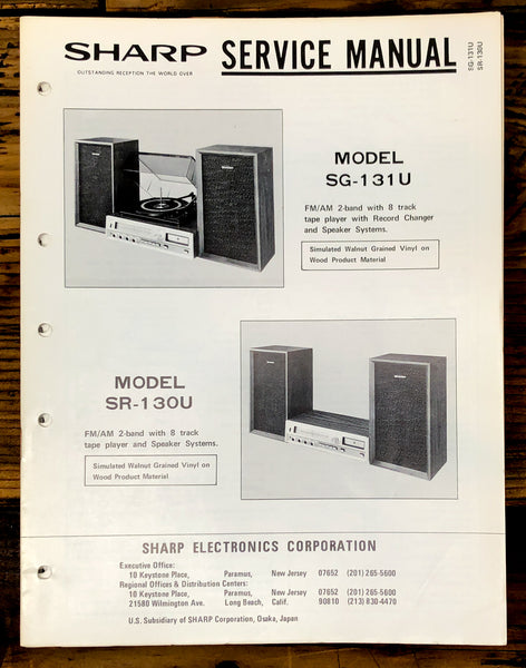 Sharp SG-131U Radio / Stereo System Service Manual *Original*