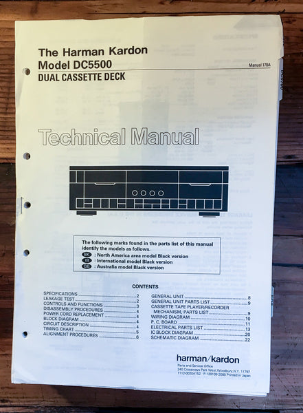 HK Harman Kardon DC5500 DC 5500 Cassette Service Manual *Original*