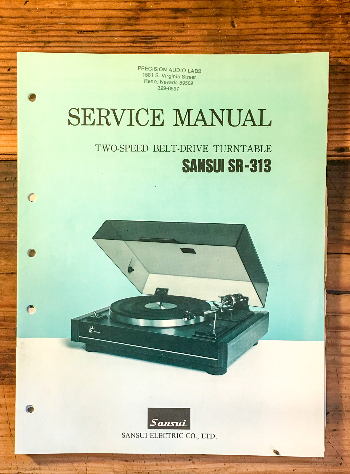 Sansui SR-313 Record Player / Turntable Service Manual *Original*
