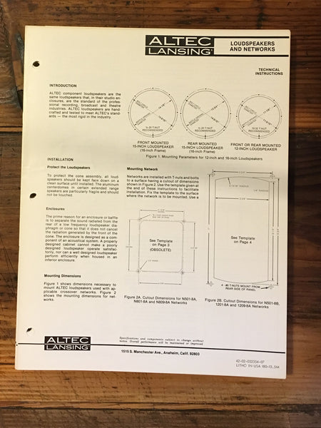 Techncal Instructions *Original* – Vintage Audio Store - Vintage ...