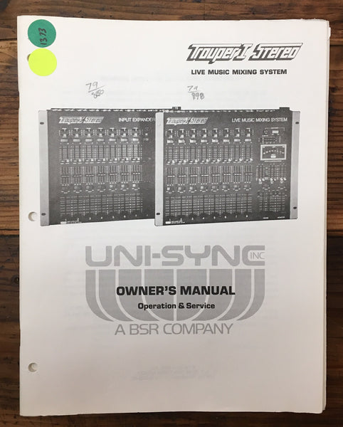 Uni-Sync Trouper I /1 Stereo Mixer  Service Manual *Original*