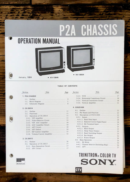 Sony P2A Chassis KV-1354R -1355R TV  Service Manual *Original*