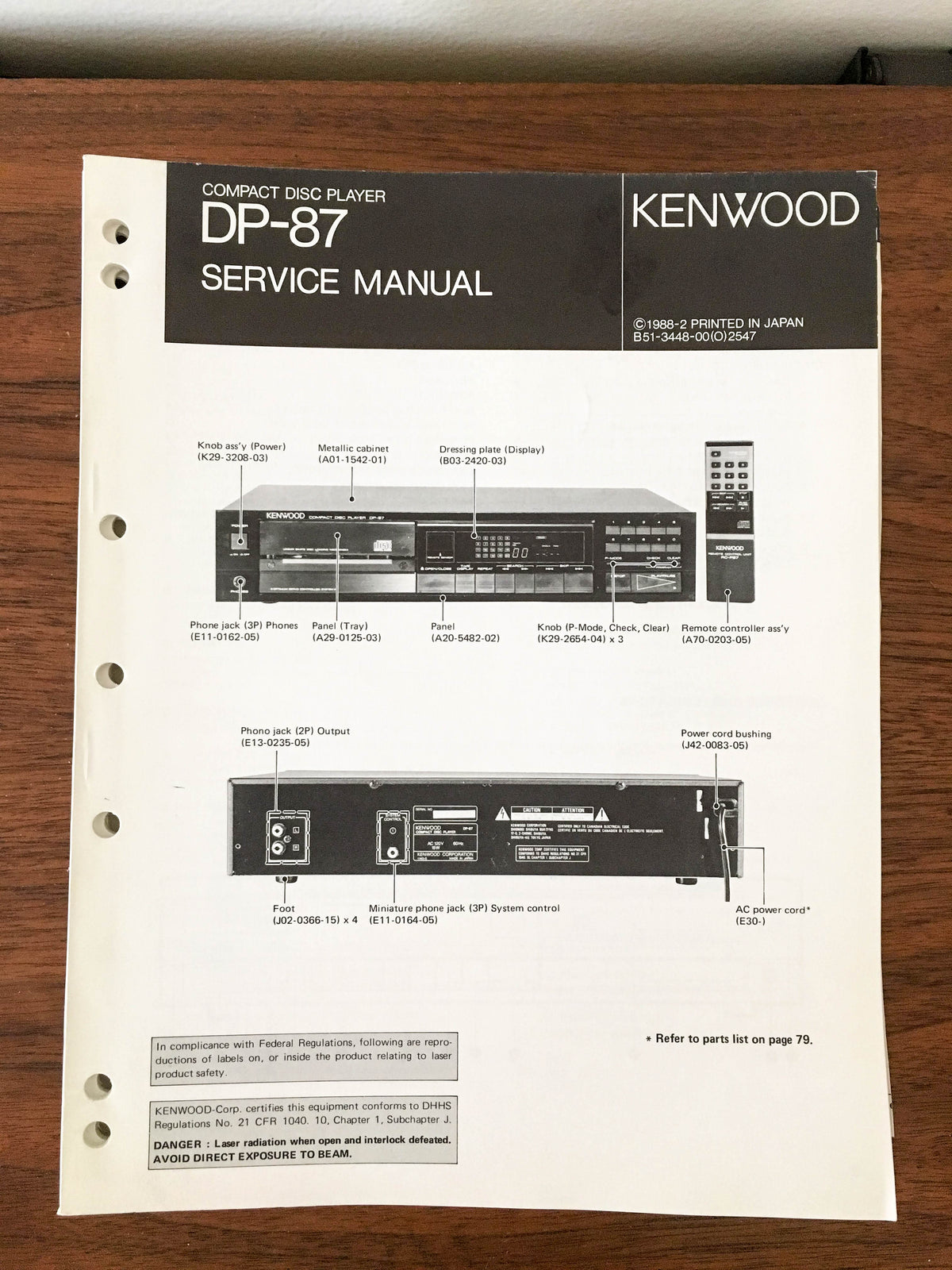 Kenwood DP-87  Service Manual *Original*