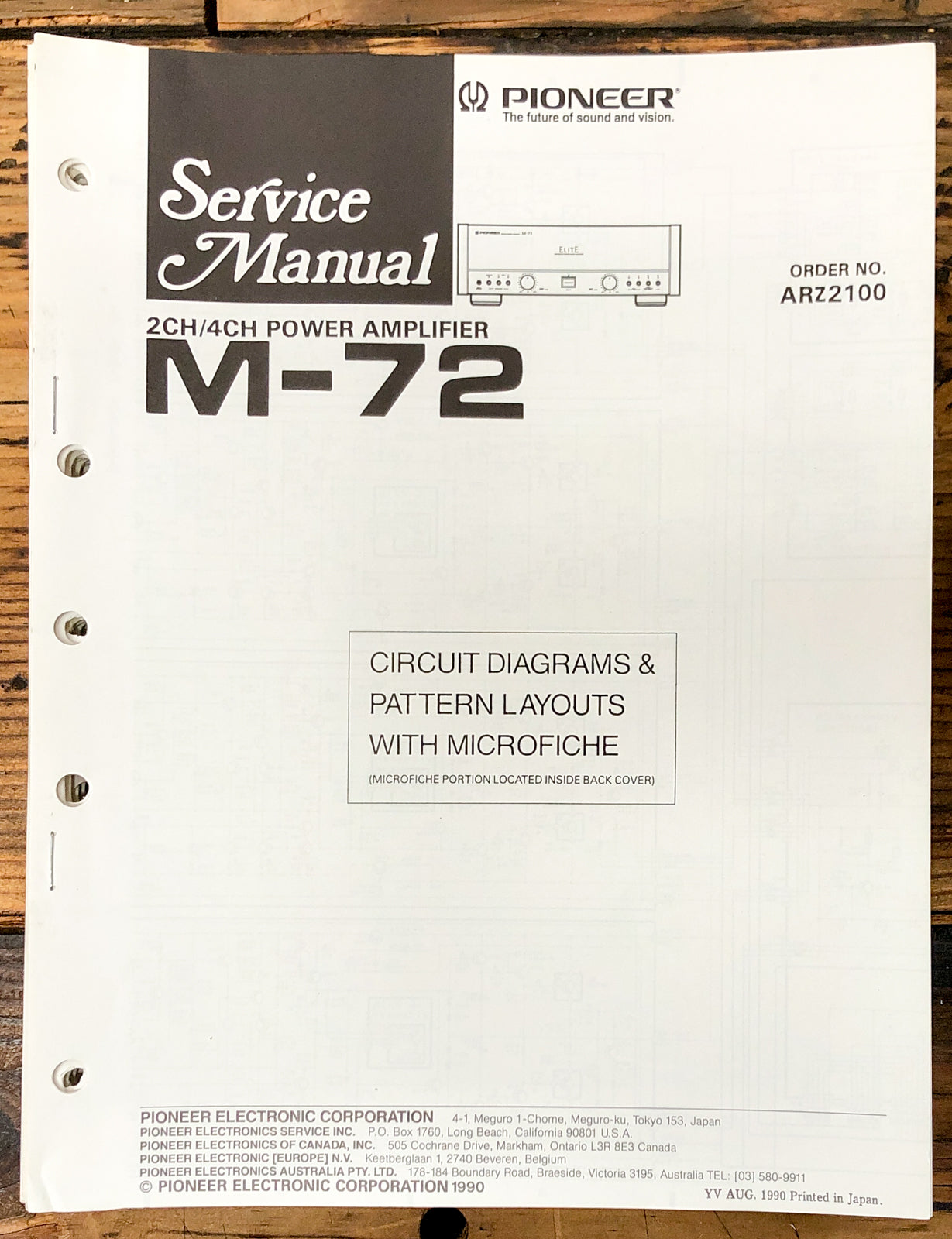Pioneer M-72 Amplifier Service Manual *Original*