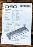 Roland D-50 Keyboard / Synthesizer Service Manual *Original*