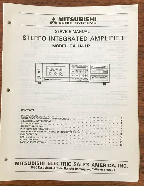 Mitsubishi DA-U41P Stereo Amplifier Service Manual *Original*
