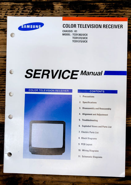 Samsung K1 Chassis TCD1382 TCD1372 TCD1373 TV  Service Manual *Original*