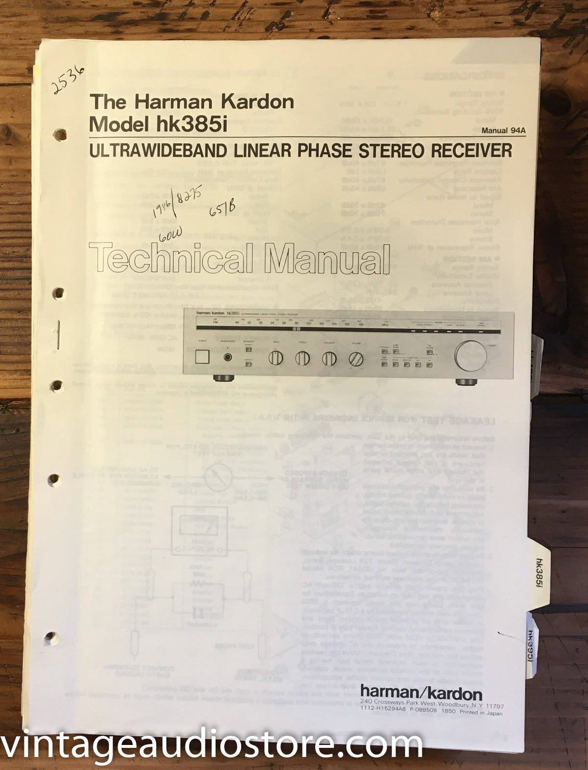 Harman Kardon HK385i HK 385i   Service Manual *Original*