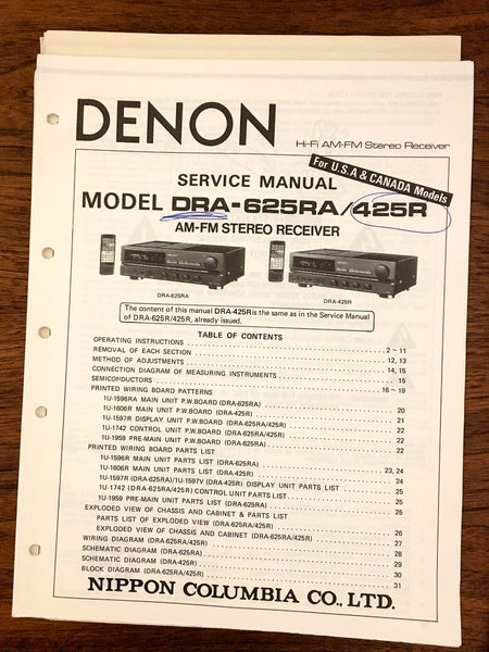 Denon DRA-625RA DRA-425R Receiver Service Manual *Original*