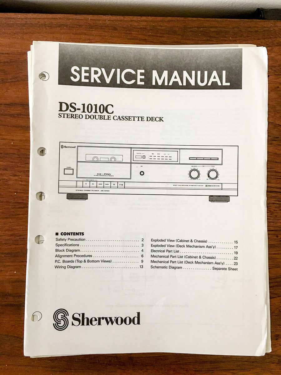 Sherwood DS-1010C DD-1010 C Cassette Service Manual *Original*
