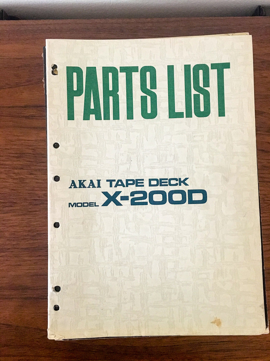 Akai X-200D Reel to Reel Service Manual Parts List *Original*