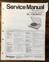 Technics SL-1300 MK2 Record Player / Turntable Service Manual *Original*
