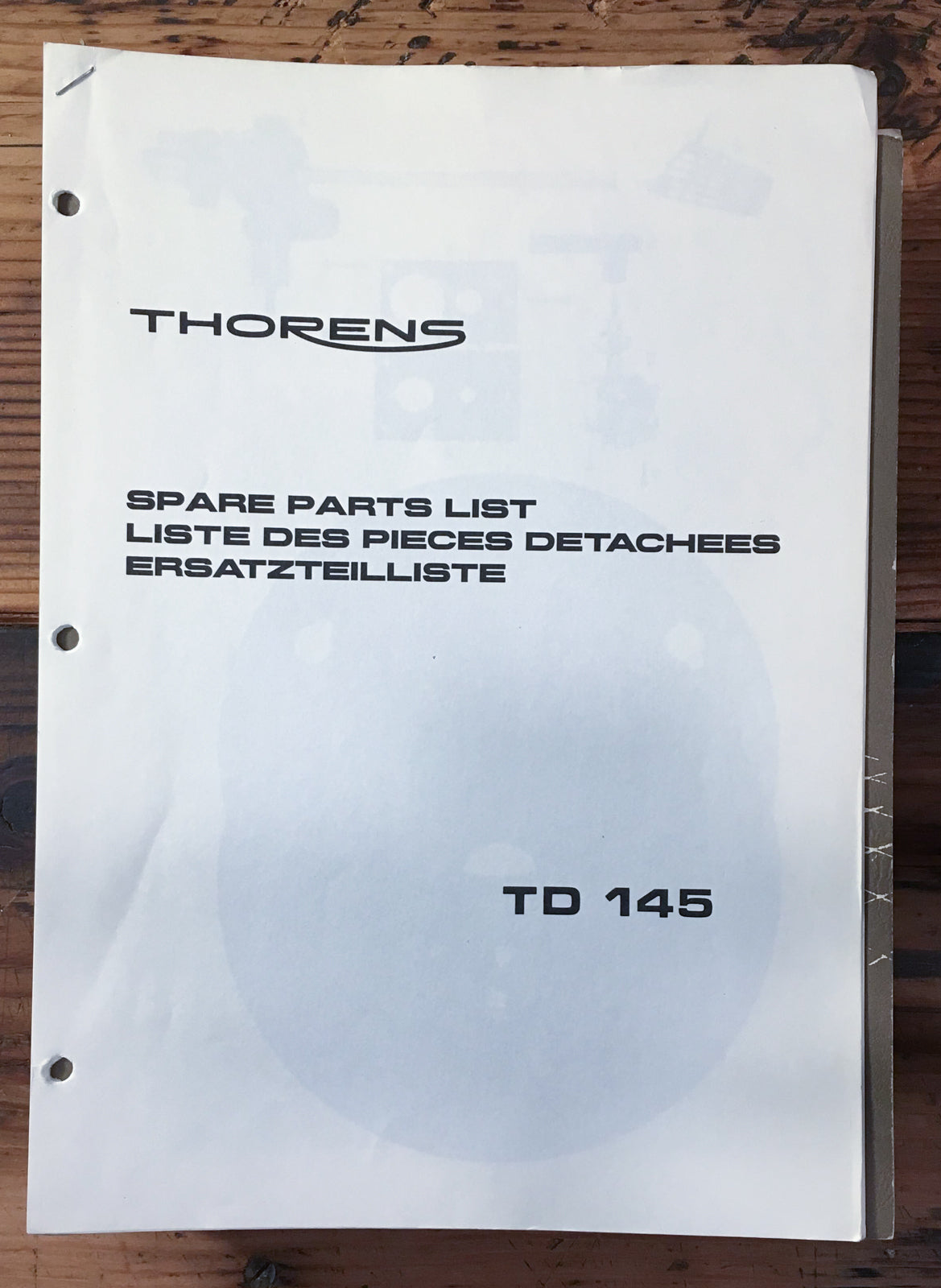 Thorens TD 145 Record Player / Turntable Spare Pats List Manual *Original*