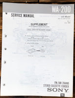 Sony WA-200  Supp. Service Manual *Original*