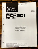 Pioneer PD-101 PD-201 CD Player  Service Manual *Original*