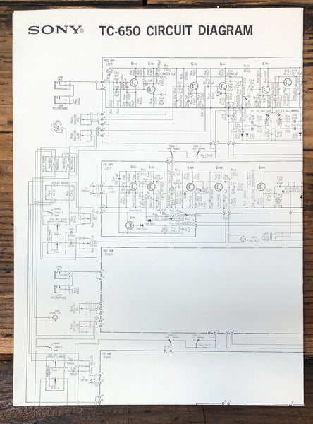 Sony TC-650 Reel to Reel  Large Fold Out Schematic *Original*