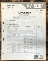 Sony KV-1930R TV Supp. Service Manual *Original*