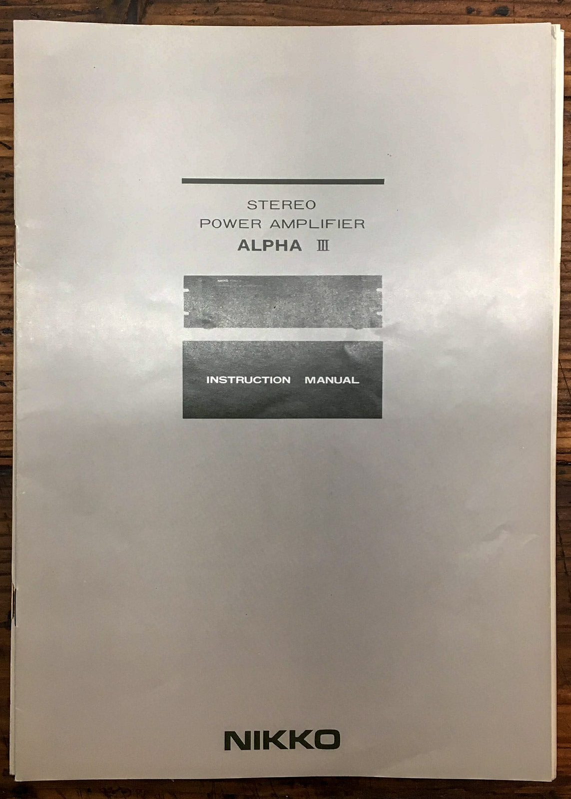 Nikko Alpha III / 3 Amplifier  User / Owners Manual *Original*