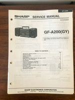 Sharp GF-A200 Radio / Boombox Service Manual *Original*